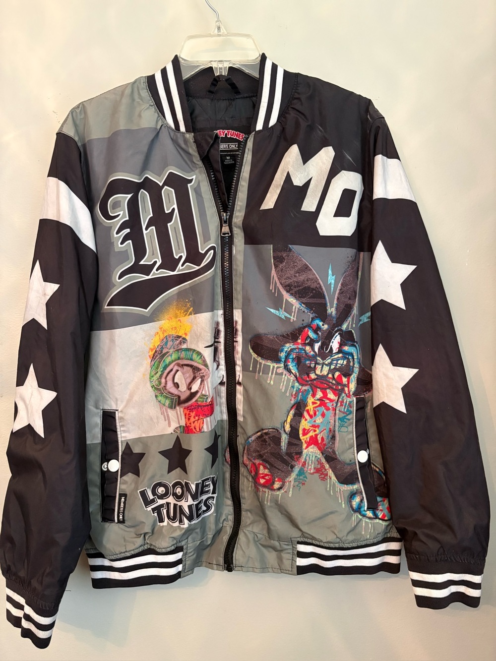 Warner Bros. Looney Tunes Black Quilted Jacket with Red Logo
